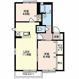 フレーズB 2LDKの間取図画像