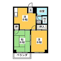 東府屋ハイツ 2DKの間取図画像