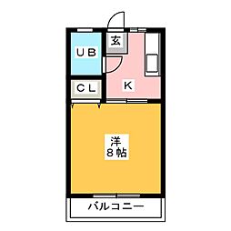 シティハイムプロキオン 1Kの間取図画像