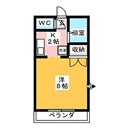 ツインパークせせらぎ西館 ワンルームの間取図画像