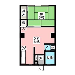 川窪ハイツ 1DKの間取図画像