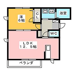 メゾン・ド・レーヴB 1LDKの間取図画像