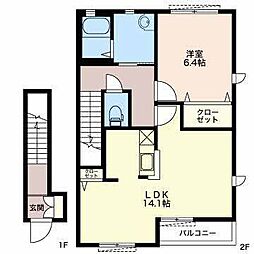 ブルー・エンジェル 1LDKの間取図画像