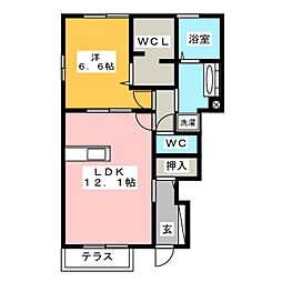 リーヴカルム 1LDKの間取図画像