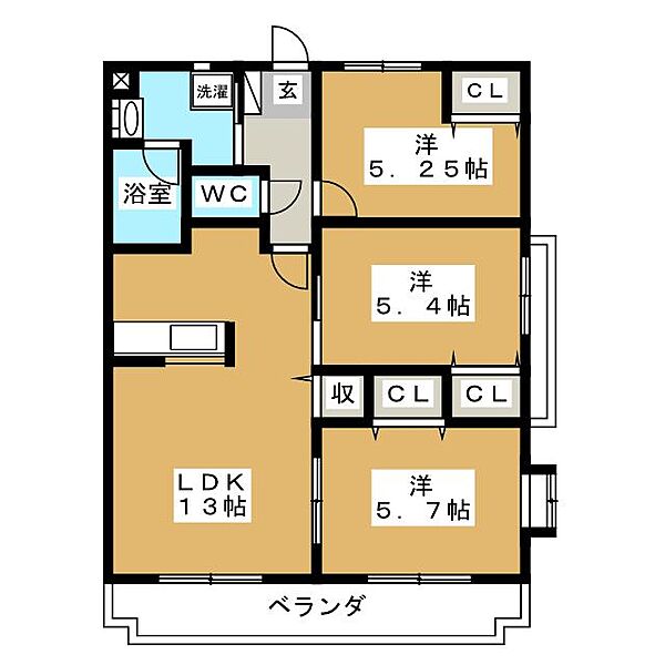 エヴァーグリーン ｜静岡県牧之原市黒子(賃貸マンション3LDK・3階・65.86㎡)の写真 その2