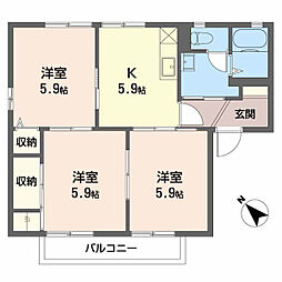 アレーゼ1 3Kの間取図画像