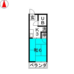 シティハイム如月 1Kの間取図画像