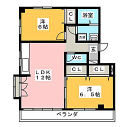 サウスビラ・ミヤ 2LDKの間取図画像