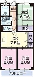 リンピアイースト 3DKの間取図画像