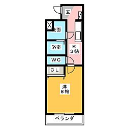 レジーナ 1Kの間取図画像