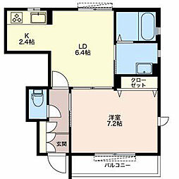 グリシーヌ 1LDKの間取図画像