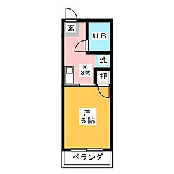 シティハイム如月 1Kの間取図画像