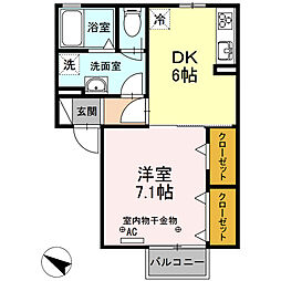ペニーロイヤル 1DKの間取図画像