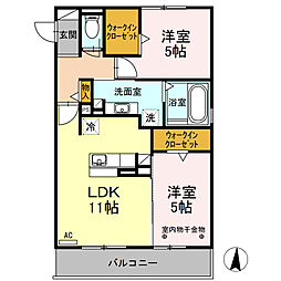 リヴェール 2LDKの間取図画像