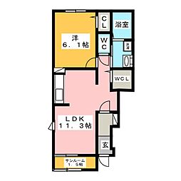 ウィステリアメロディー 1LDKの間取図画像