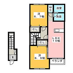 リアンジュ 2LDKの間取図画像