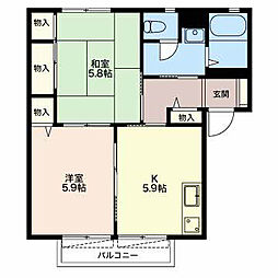 ハイツドリームA 2Kの間取図画像