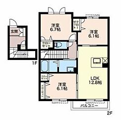 ネクスト杉の井 3LDKの間取図画像