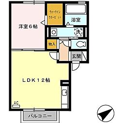 カームホーム 1LDKの間取図画像