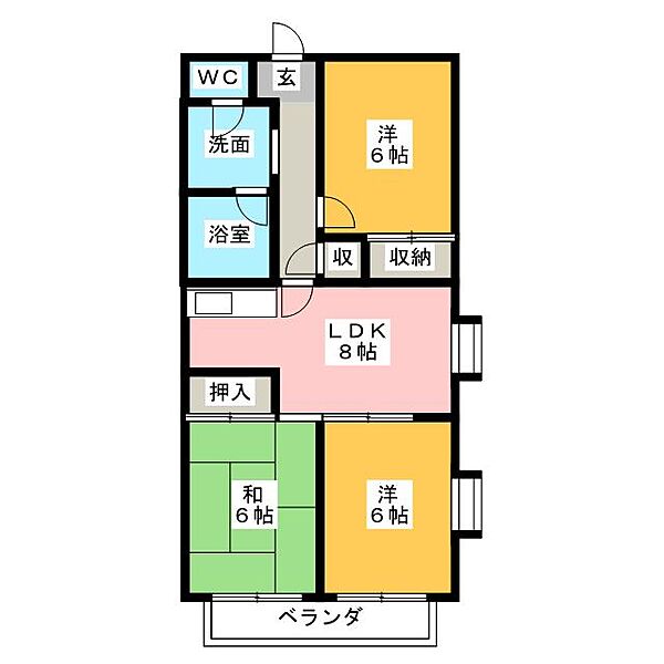 サンパレス ｜静岡県掛川市緑ケ丘１丁目(賃貸マンション3DK・2階・58.86㎡)の写真 その2