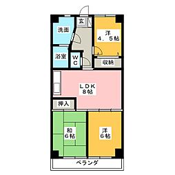 キヨミズキャンパス 3DKの間取図画像