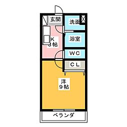 ハミング愛野 1Kの間取図画像