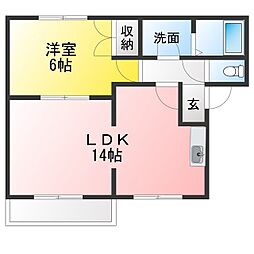 ローズマリー 1LDKの間取図画像