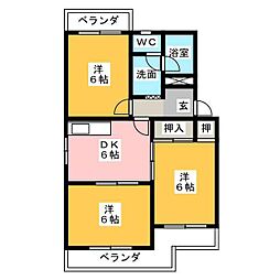 デイ・ブレイク 3DKの間取図画像