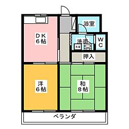 グリーンハイツ下俣南 2DKの間取図画像