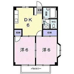 シティハイツおおすみA 2DKの間取図画像
