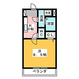 エチュード 1Kの間取図画像
