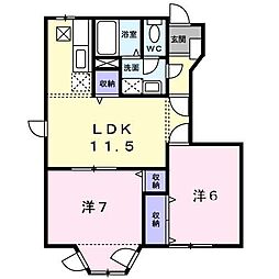 グリーンパレス2 2LDKの間取図画像