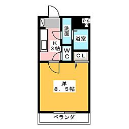 K・フィールド 1Kの間取図画像