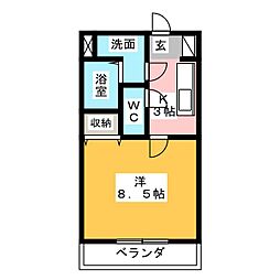 プレシャス 1Kの間取図画像