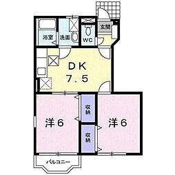 グリーンパレス6 2DKの間取図画像