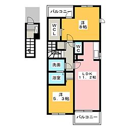 キャトルセゾンB 2LDKの間取図画像