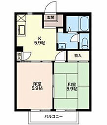 コーポグランメール 2DKの間取図画像
