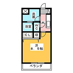 アテネ 1Kの間取図画像