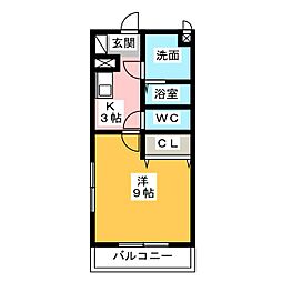 サザンクロス1 1Kの間取図画像