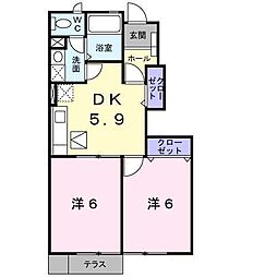ラベンダー 2DKの間取図画像