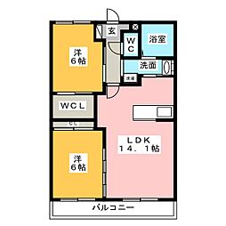 ピース 2LDKの間取図画像
