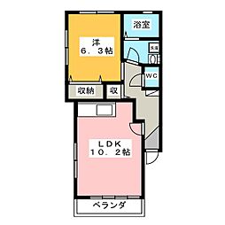 クレールM&Y 1LDKの間取図画像