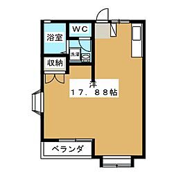 東海コーポレーションB棟 ワンルームの間取図画像