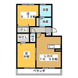 ツイトローネ3番館 2LDKの間取図画像