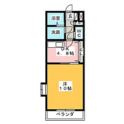 SunRise三番館 1DKの間取図画像