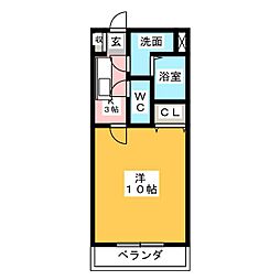 SunRise五番館 1Kの間取図画像