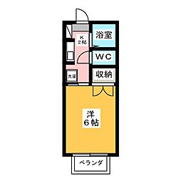 プチハウス森島PART1 1Kの間取図画像