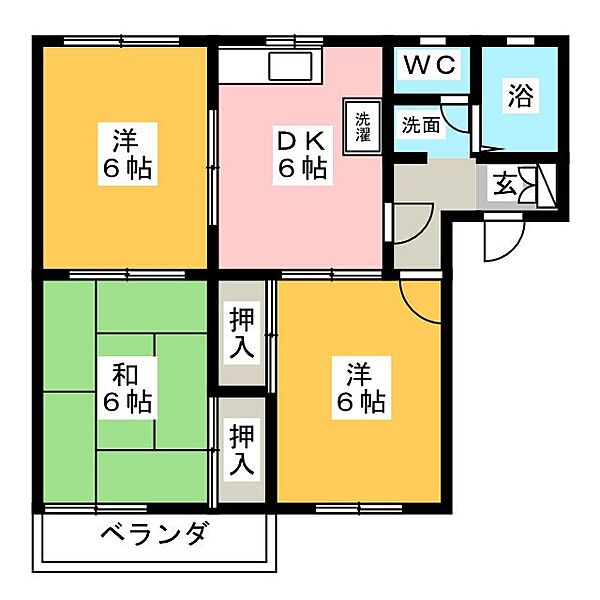 フレグランス横割Ｂ ｜静岡県富士市横割１丁目(賃貸アパート3DK・2階・49.76㎡)の写真 その2
