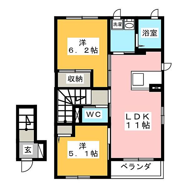 グランディオI ｜静岡県富士市森島(賃貸アパート2LDK・2階・54.17㎡)の写真 その2
