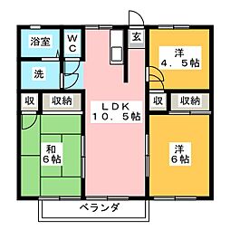 シティハイムリバティーB 3LDKの間取図画像